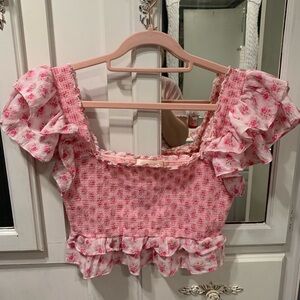 Love shack fancy pink floral top